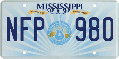 MS license plate NFP980