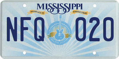 MS license plate NFQ020