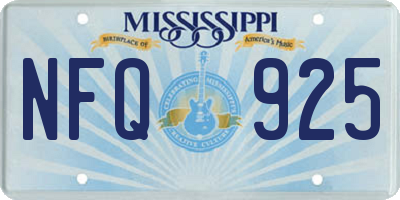 MS license plate NFQ925