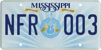 MS license plate NFR003