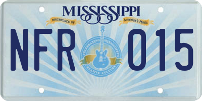 MS license plate NFR015