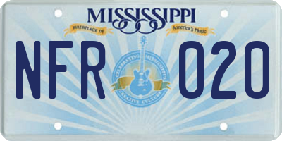 MS license plate NFR020