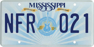MS license plate NFR021