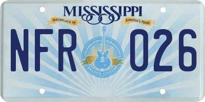 MS license plate NFR026