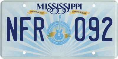 MS license plate NFR092