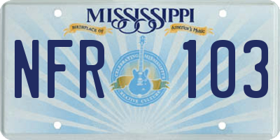 MS license plate NFR103