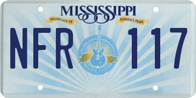 MS license plate NFR117