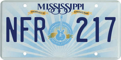 MS license plate NFR217