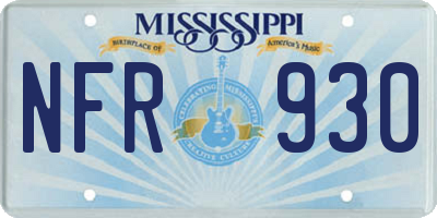 MS license plate NFR930