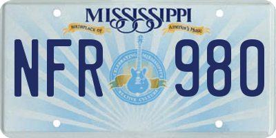 MS license plate NFR980
