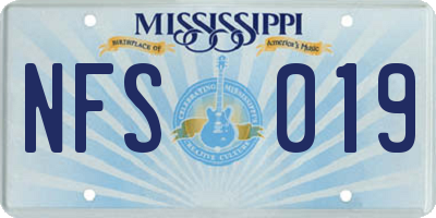 MS license plate NFS019
