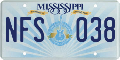 MS license plate NFS038