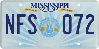 MS license plate NFS072