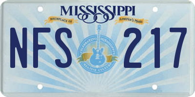 MS license plate NFS217