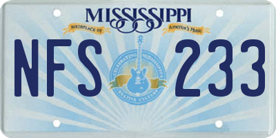 MS license plate NFS233