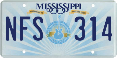 MS license plate NFS314