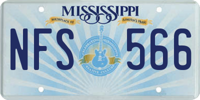 MS license plate NFS566
