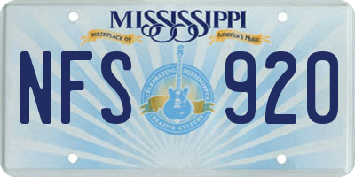 MS license plate NFS920