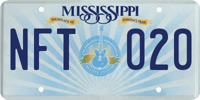 MS license plate NFT020