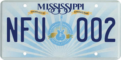 MS license plate NFU002