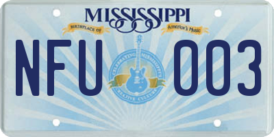 MS license plate NFU003