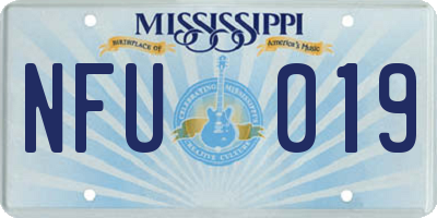 MS license plate NFU019
