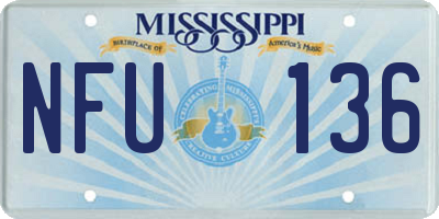 MS license plate NFU136