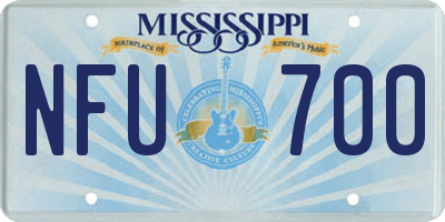 MS license plate NFU700