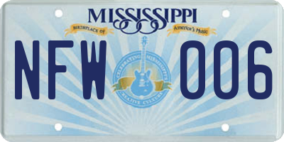 MS license plate NFW006
