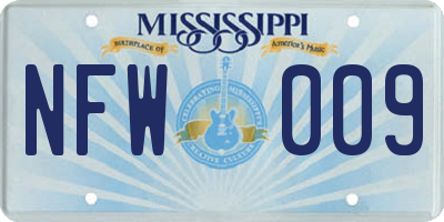 MS license plate NFW009