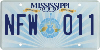 MS license plate NFW011