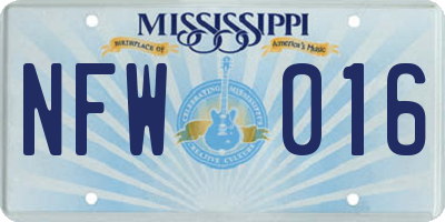 MS license plate NFW016