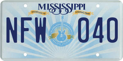 MS license plate NFW040