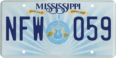 MS license plate NFW059
