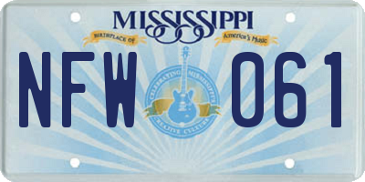 MS license plate NFW061