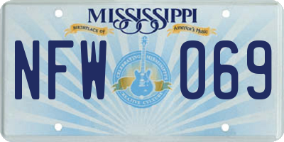 MS license plate NFW069