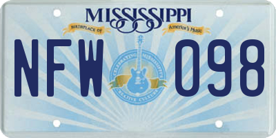 MS license plate NFW098