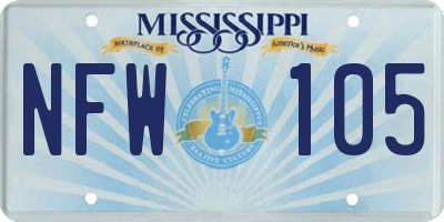 MS license plate NFW105