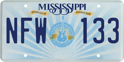 MS license plate NFW133