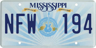 MS license plate NFW194