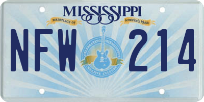 MS license plate NFW214