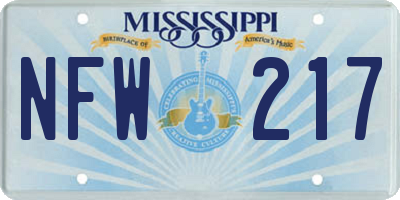 MS license plate NFW217