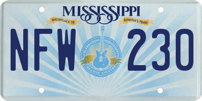 MS license plate NFW230