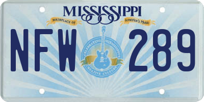MS license plate NFW289