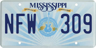 MS license plate NFW309