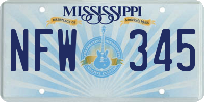 MS license plate NFW345