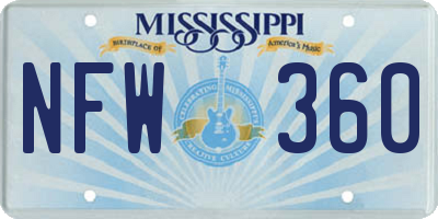 MS license plate NFW360