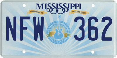 MS license plate NFW362