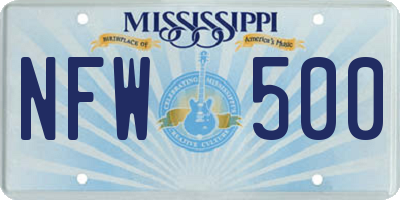 MS license plate NFW500