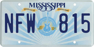 MS license plate NFW815